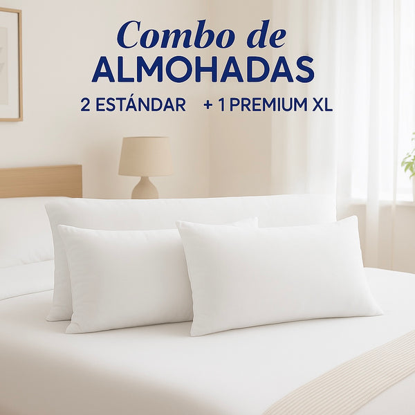 2 Almohadas Estándar + 1 Premium XL